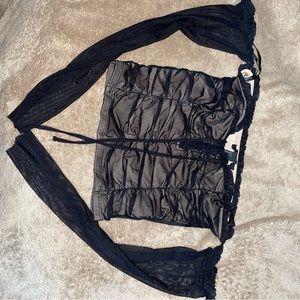 Black mesh cropped shirt